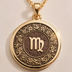 Virgo Zodiac Astrological Sign Pendant - Birthdate Jewelry Star Map - Görsel 1, 14K gold zodiac