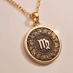 Virgo Zodiac Astrological Sign Pendant - Birthdate Jewelry Star Map - Görsel 2, 14K gold zodiac