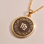 Virgo Zodiac Astrological Sign Pendant - Birthdate Jewelry Star Map - Görsel 3, 14K gold zodiac