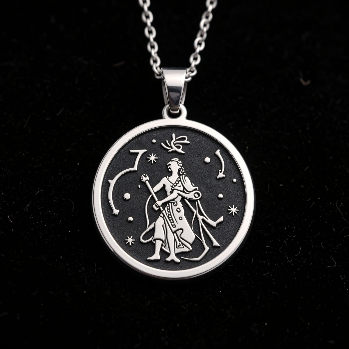 Wine Glass & Bottle Pendant Necklace — Solid 925 Sterling Silver finish view