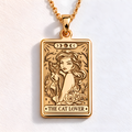 Witch Girl Necklace: 14K Gold with tarot card rider waite occult arcana talisman - View 48