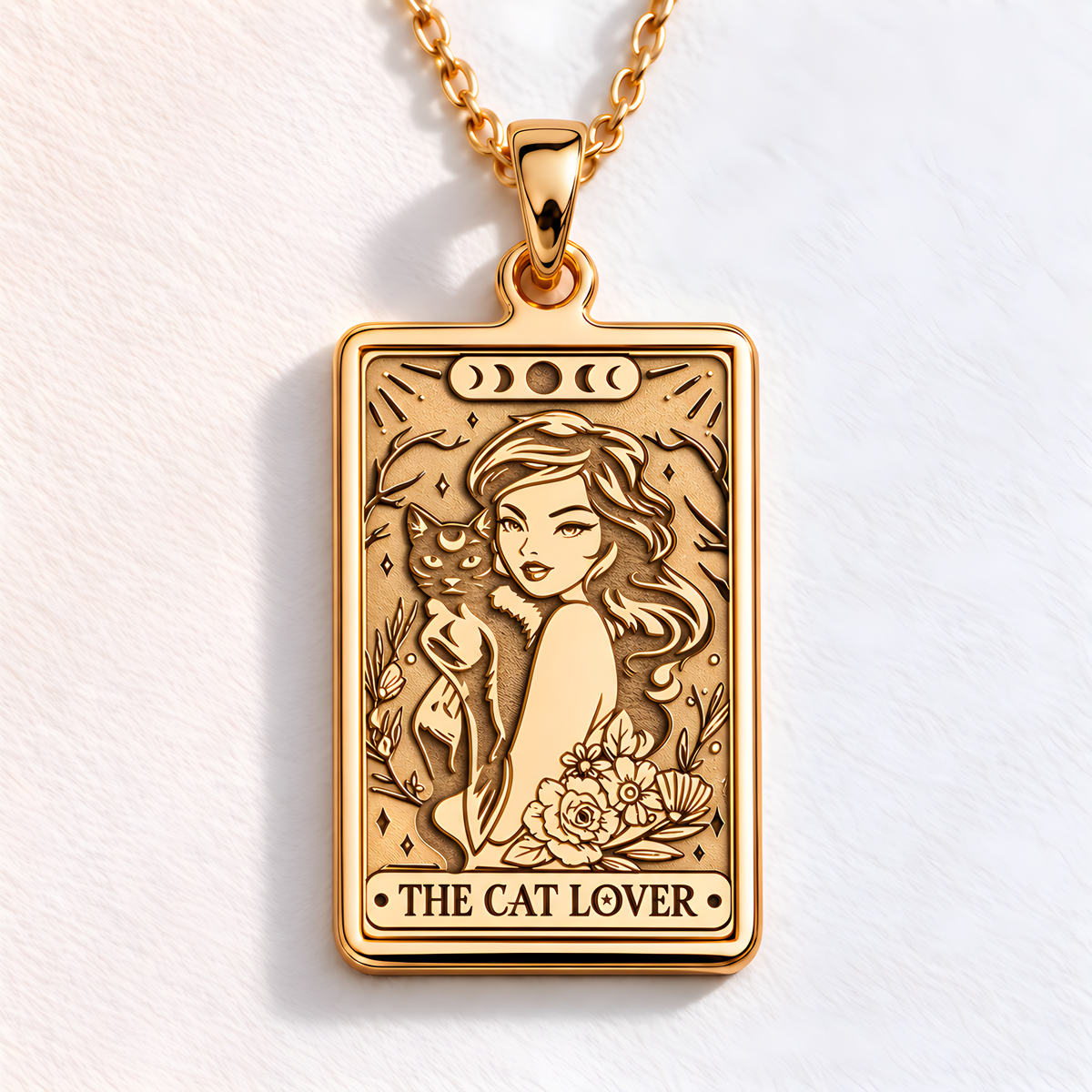 Witch Girl Necklace: 14K Gold with tarot card rider waite occult arcana talisman - View 48
