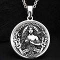 Intricately designed 925 Sterling Silver Women’s Rights medallion, featuring celestial details and a raised fist of strength. A perfect silver feminist necklace, representing equality and unity.