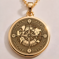World Map Compass Necklace 14K Gold Personalized Travel Pendant, Navigation Charm, Wanderer Gift - View 153