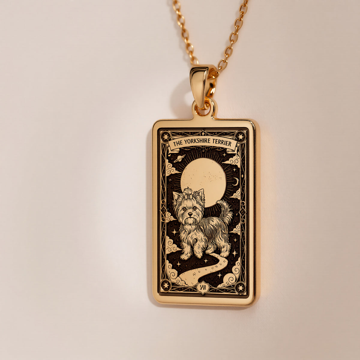 Yorkshire Terrier Tarot Dog Mom Charm - 14K Solid Gold