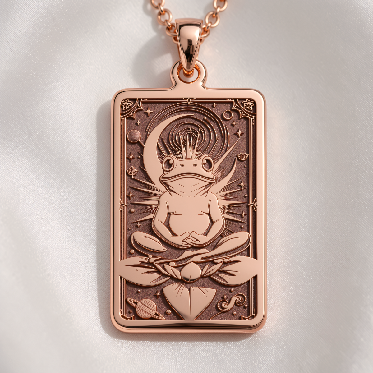 Zen Meditation Frog Animal Charm Necklace - 14K Rose Gold Plated
